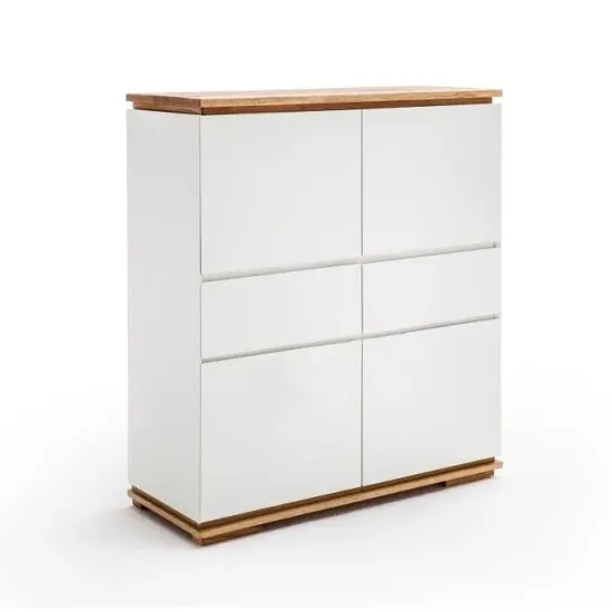 Everly Highboard with 4 Doors - White, Oak