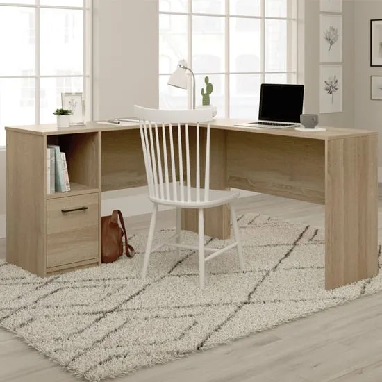 Exeter L-Shaped Laptop Desk with Door - Summer Oak