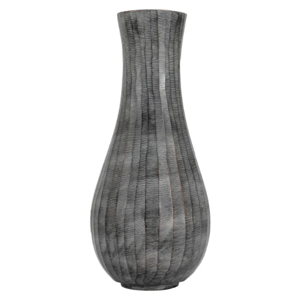 Exeter Large Fluted Vase - Antique Grey, Aluminium