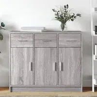 Exeter Sideboard with 3 Doors 3 Drawers - Grey, Engineered Wood