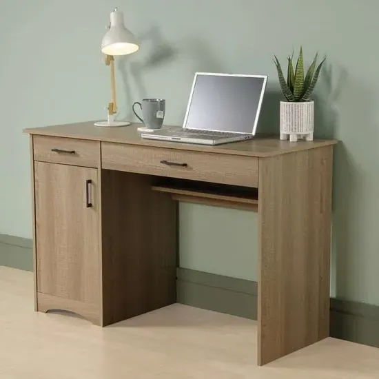 Exeter Wooden Laptop Desk with Door - Summer Oak image