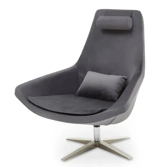 Exira Velvet Upholstered Armchair - Grey image