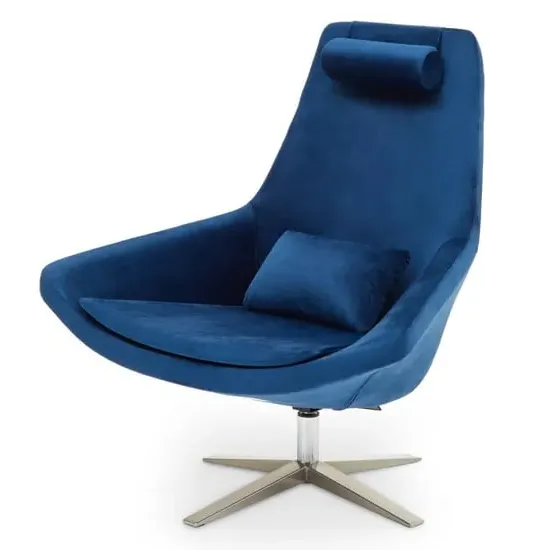 Exira Velvet Upholstered Armchair - Navy Blue