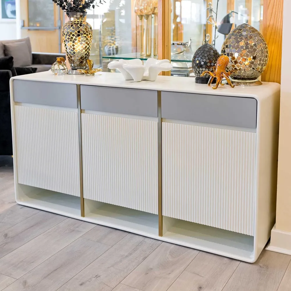 Exton 3-Door Sideboard with 3 Drawers - White, Wood image