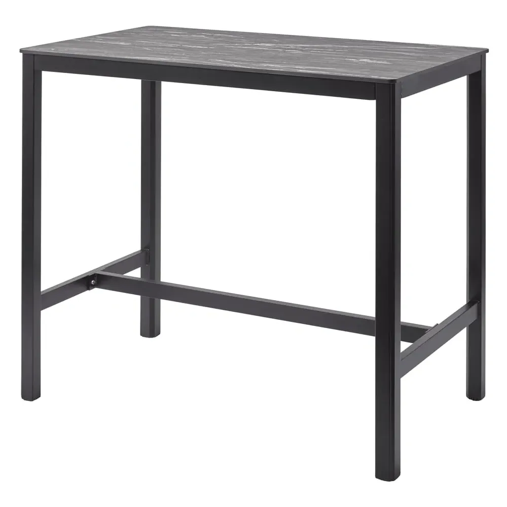 Extro 120cm Bar Table - Black Marble Textured