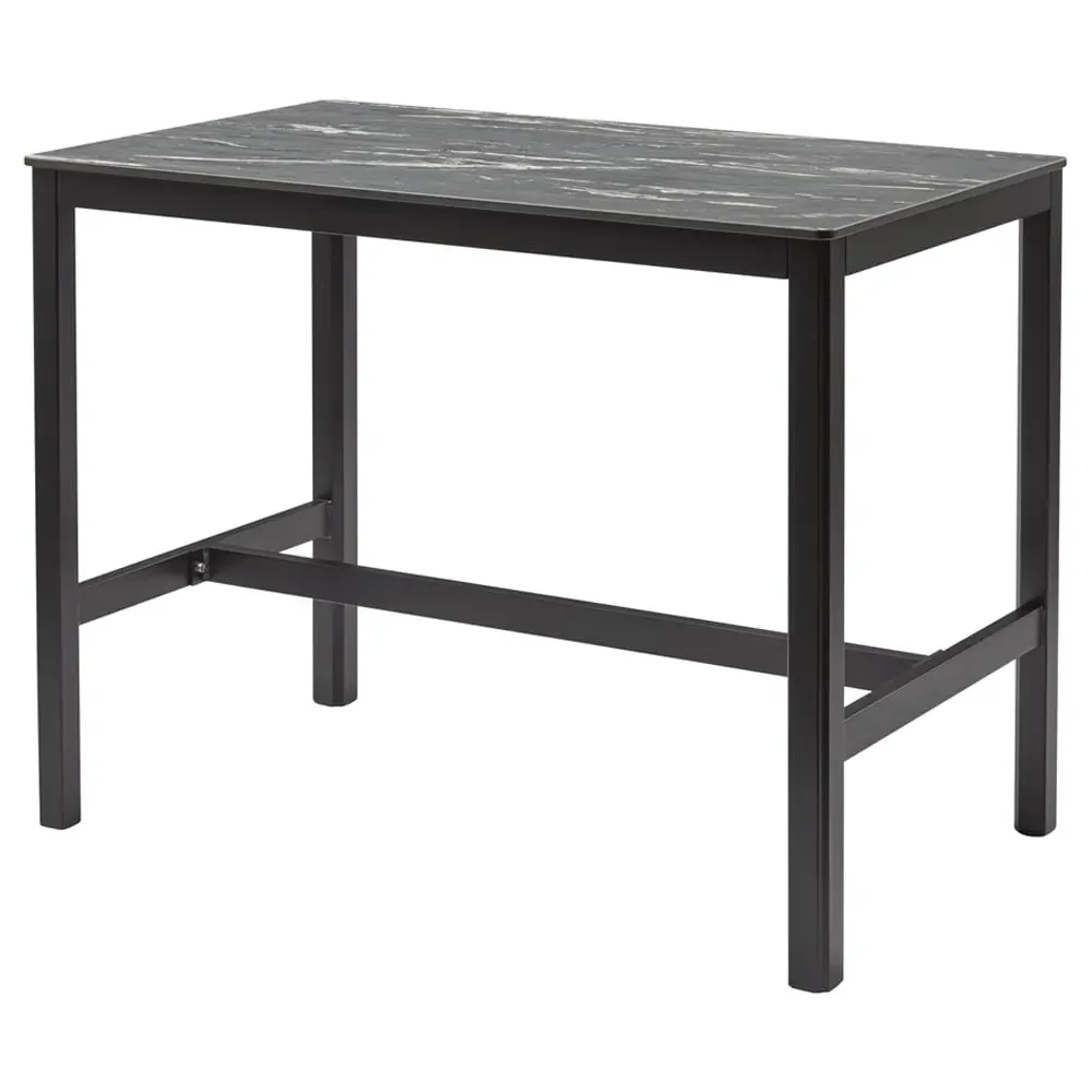 Extro 120cm Mid Bar Table - Black Marble Textured