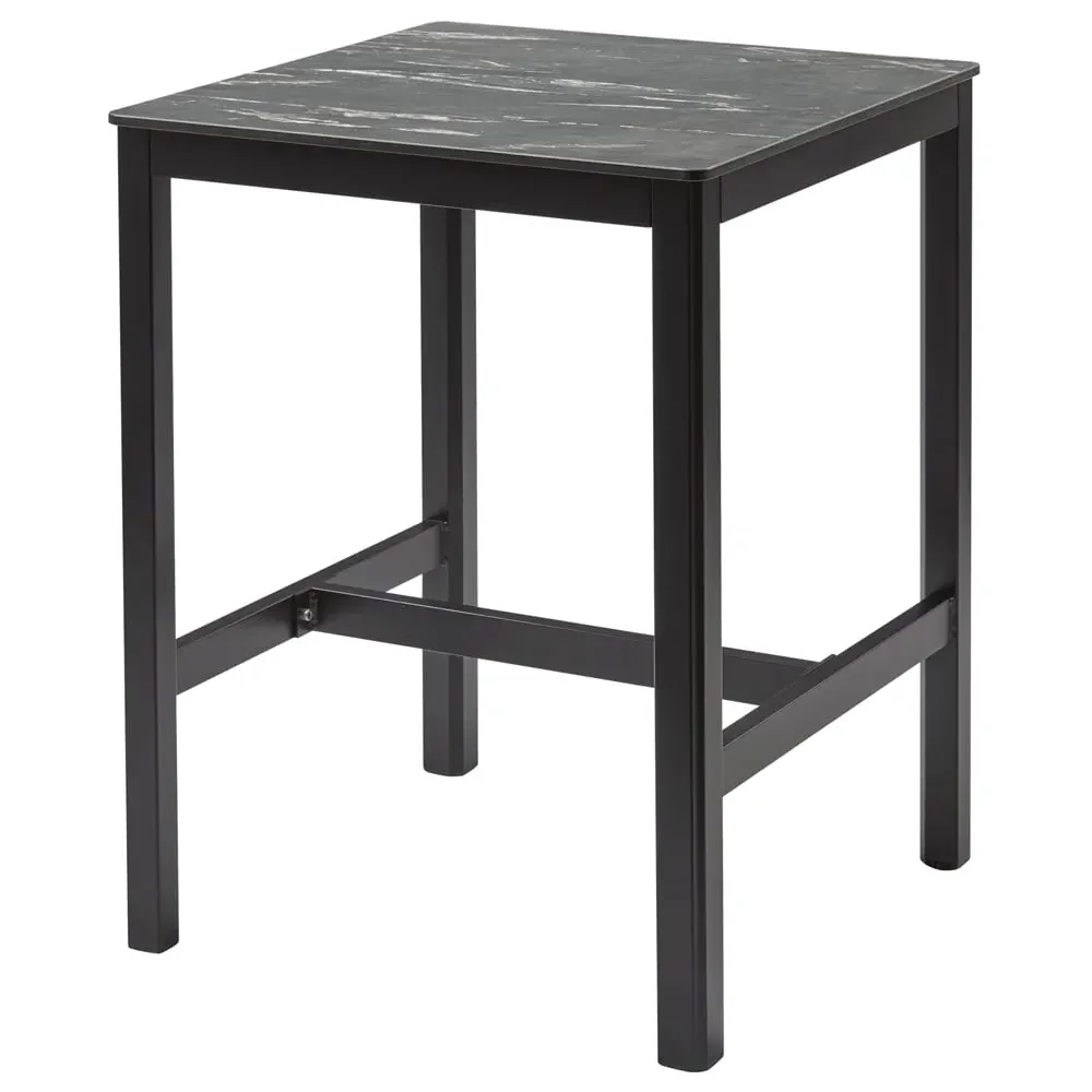 Extro 60cm Mid Bar Table - Black Marble Textured