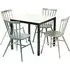 Extro Carrara Marble Dining Table with 4 Selden Chairs - White Blue