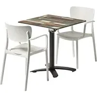 Extro Dining Table with Lecce 2 Chairs - Driftwood, White