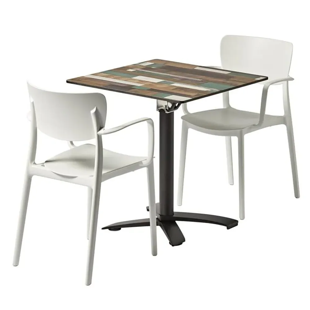 Extro Dining Table with Lecce 2 Chairs - Driftwood, White