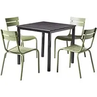 Extro Dining Table with Magnolia 4 Chairs - Black, Olive Green