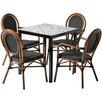 Extro Mixed Terrazzo Dining Table with 4 Toller Chairs - Black