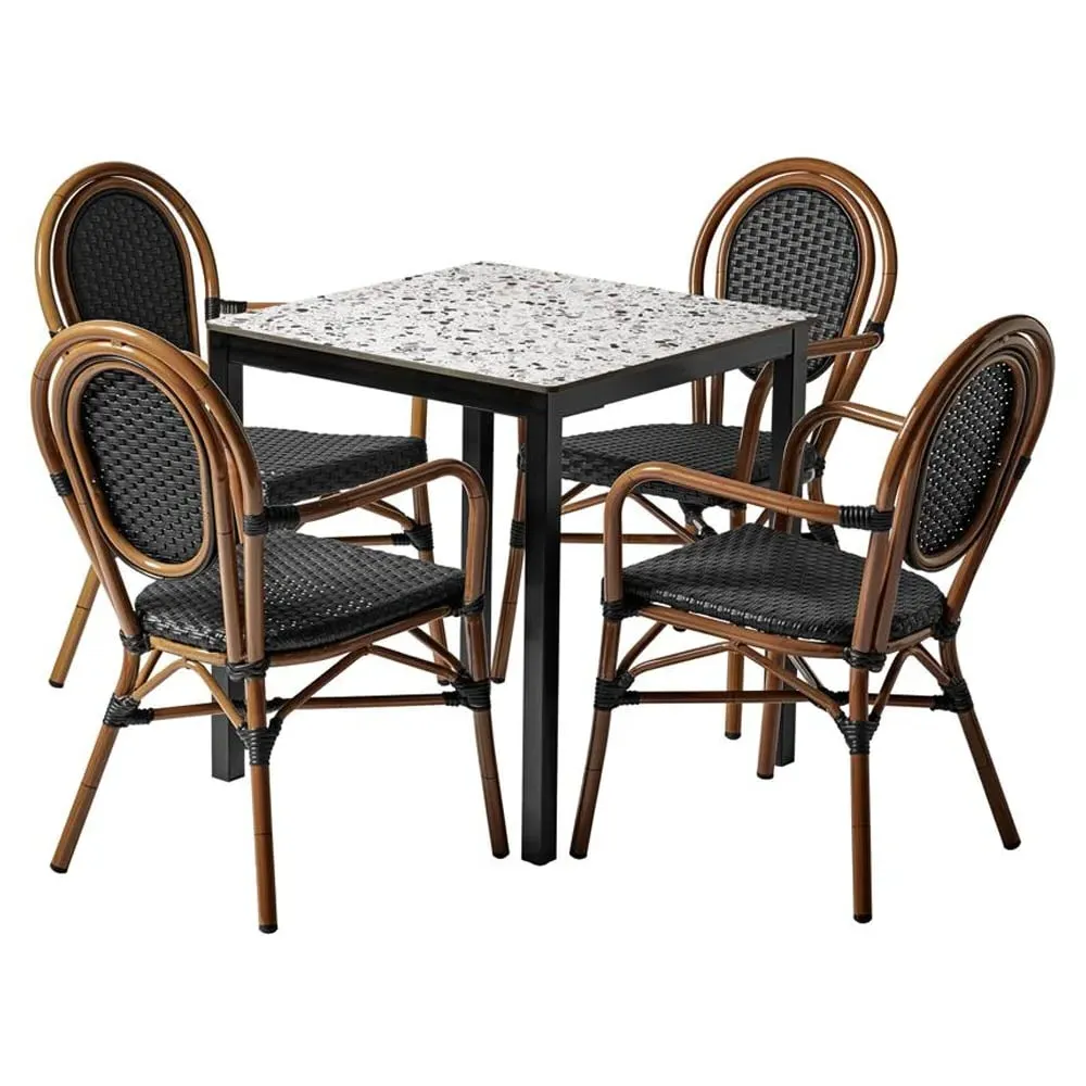 Extro Mixed Terrazzo Dining Table with 4 Toller Chairs - Black image