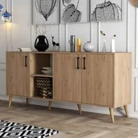Exxen 3-Door Sideboard - Oak, Melamine Coated Particle Board alternate view