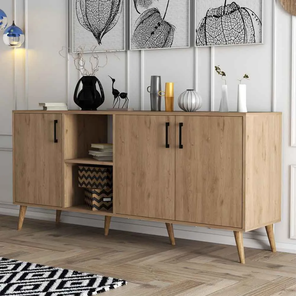 Exxen 3-Door Sideboard - Oak, Melamine Coated Particle Board product