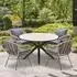 Ezra Round Dining Table Set with 4 Chairs - Grey, Teak