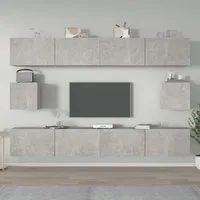 Eztli Wall-Mounted TV Cabinet Set - Concrete, Engineered Wood