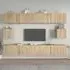 Eztli Wall-Mounted TV Cabinet Set - Oak, Engineered Wood