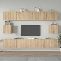 Eztli Wall-Mounted TV Cabinet Set - Sonoma Oak, Engineered Wood alternate view