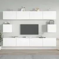 Eztli Wall-Mounted TV Cabinet Set - White, Engineered Wood