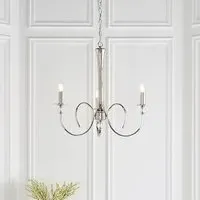 Fabia 3 Light Crystal Pendant Light - Polished Nickel, Crystal
