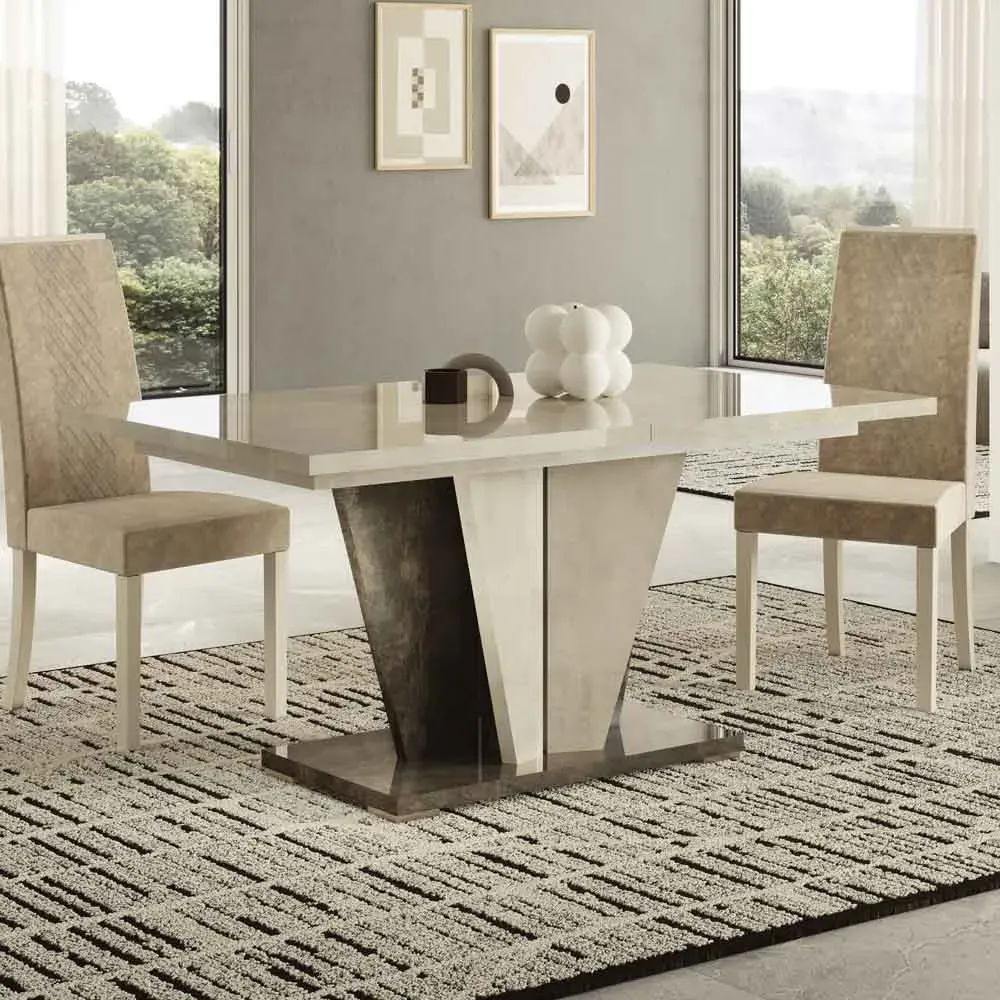 Fabio Dining Table High Gloss Marble Effect - Warm Grey, Particleboard product