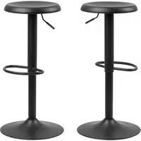 Faille Bar Stools Set of 2 with Gas Lift - Black, Metal