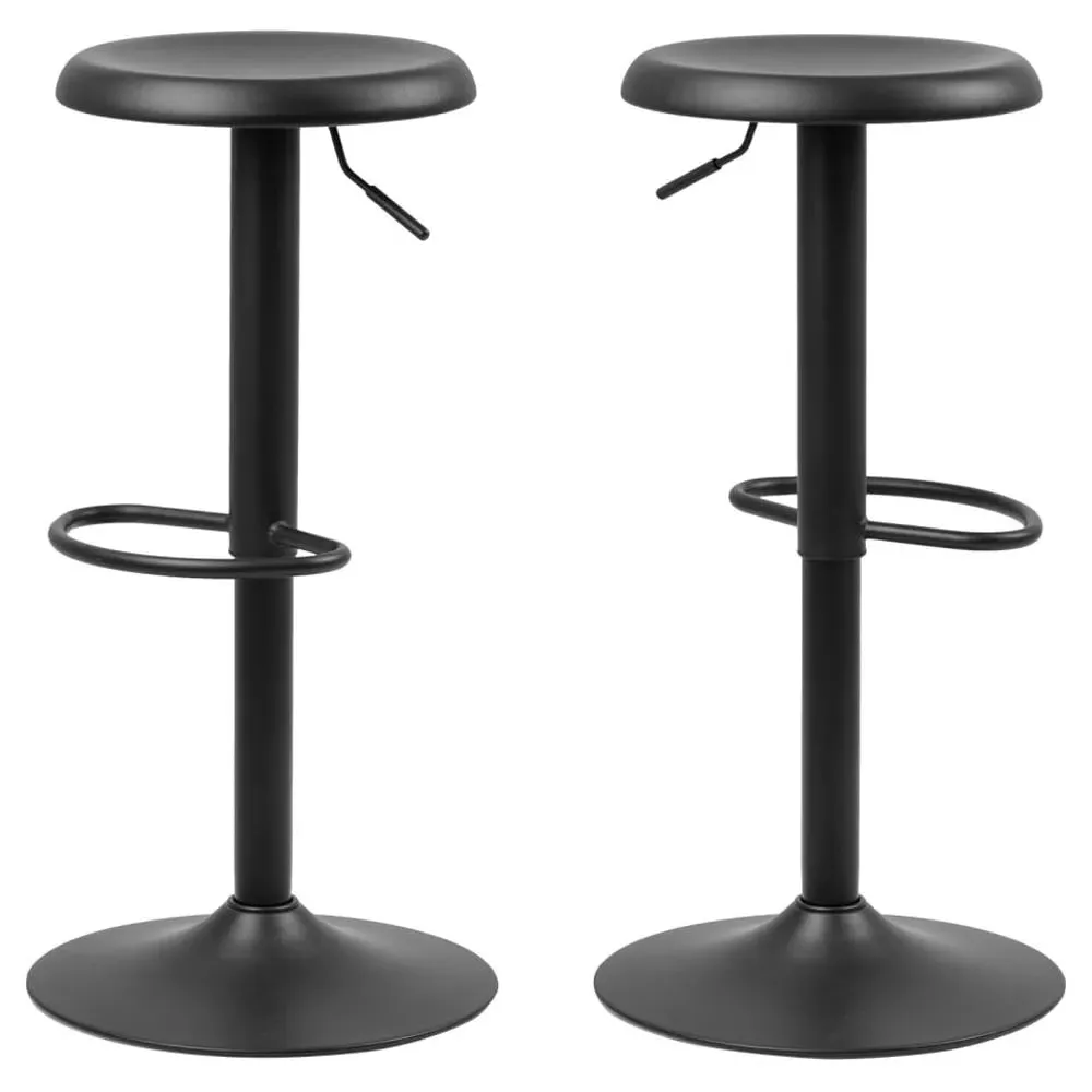 Faille Bar Stools Set of 2 with Gas Lift - Black, Metal image