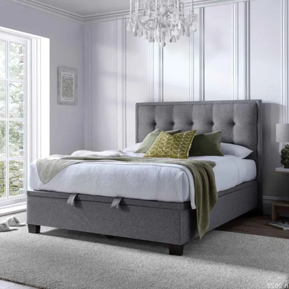 Fairfax Double Ottoman Bed with Storage - Marbella Grey, Fabric image