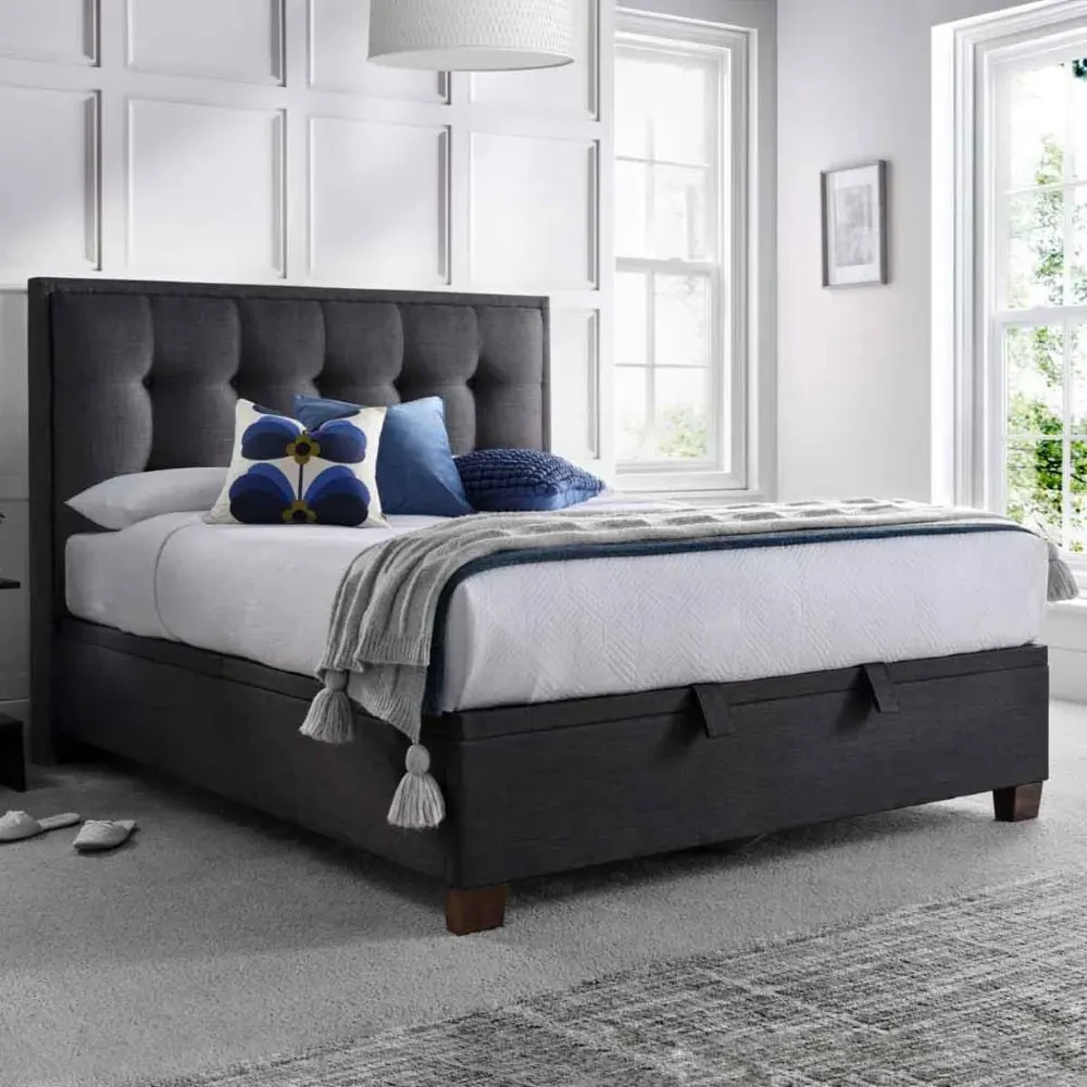Fairfax Double Ottoman Bed with Storage - Pendle Slate, Fabric