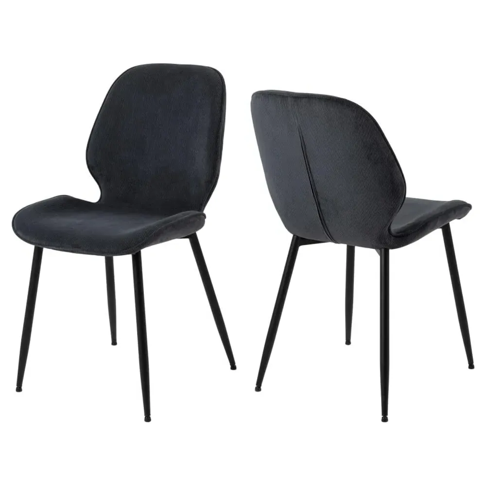 Fairfield Dining Chairs (Pair) - Anthracite, Corduroy Fabric product