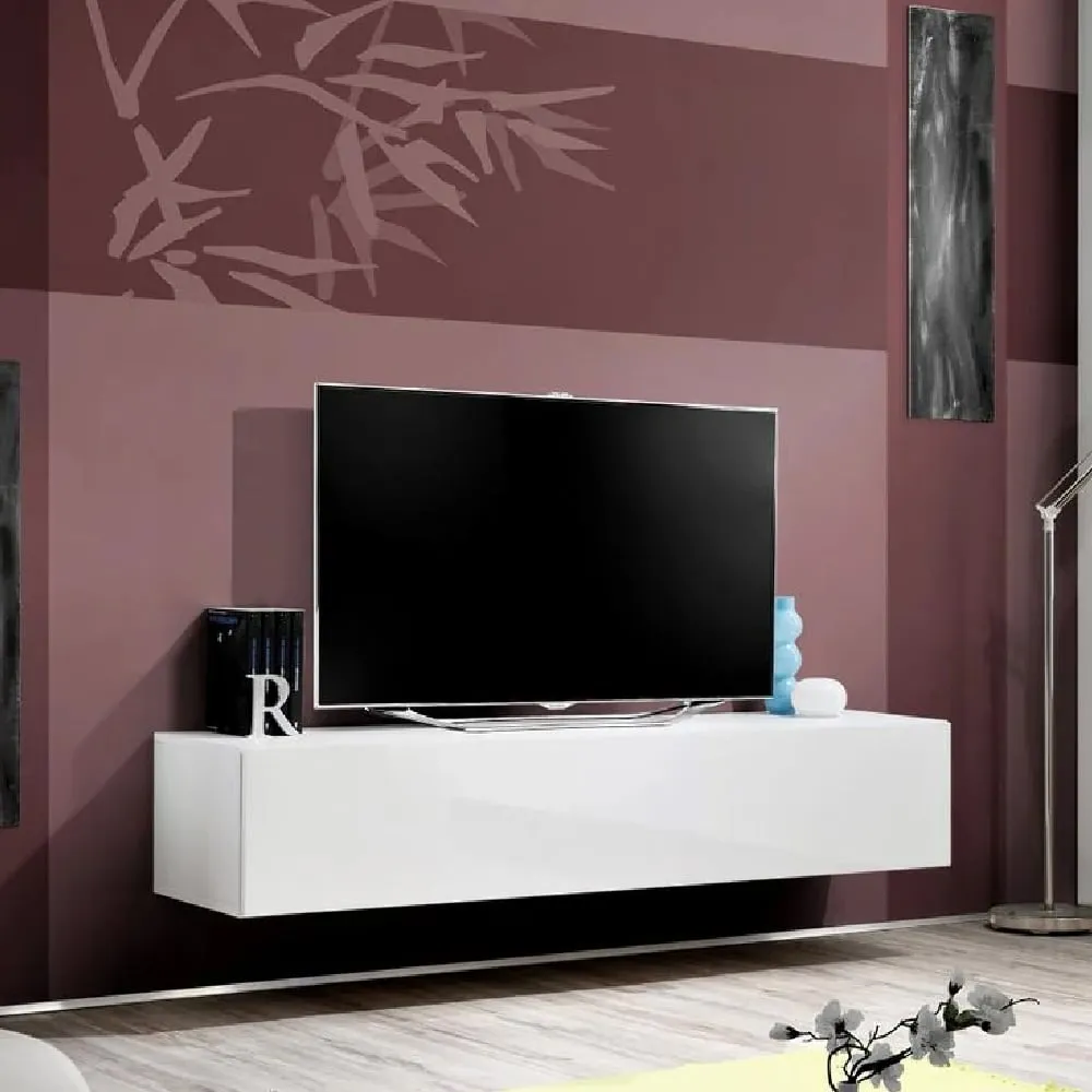 Fallon Rectangular TV Stand with Storage - White, High Gloss