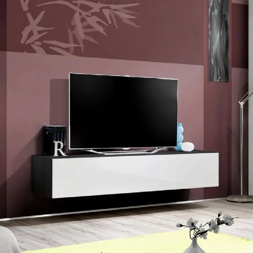 Fallon Rectangular TV Stand with Storage - White, High Gloss