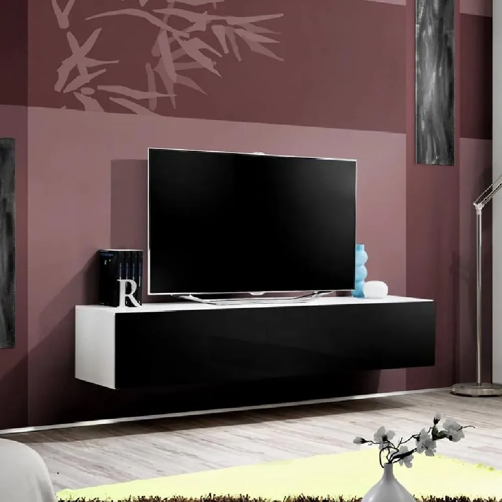 Fallon Rectangular TV Stand with Storage - White, High Gloss