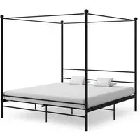 Fallon Super King Size Canopy Bed Frame - Black, Metal
