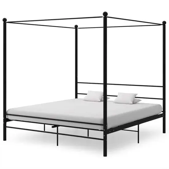 Fallon Super King Size Canopy Bed Frame - Black, Metal image
