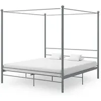 Fallon Super King Size Canopy Bed Frame - Grey, Metal
