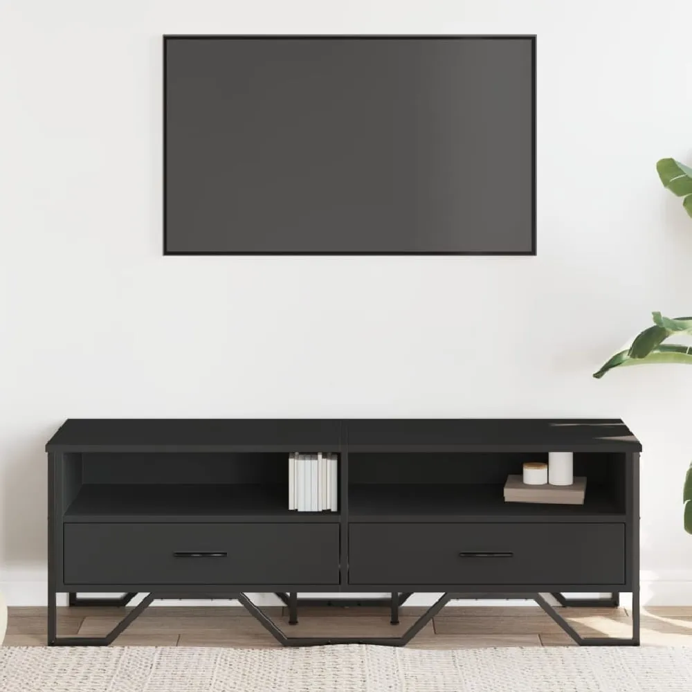 Fallon TV Stand with 2 Drawers - Black, Engineered Wood