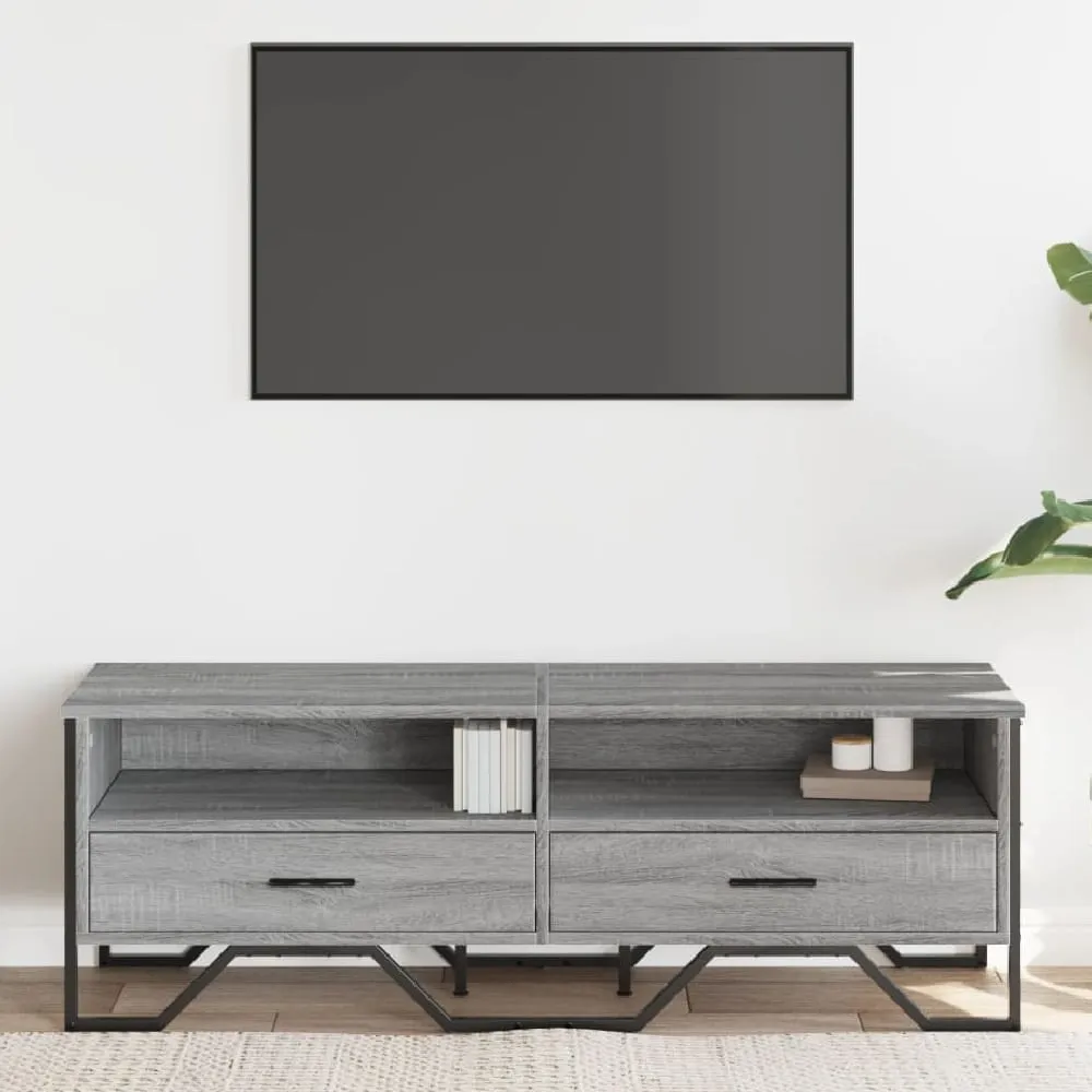 Fallon TV Stand with 2 Drawers - Grey, Engineered Wood