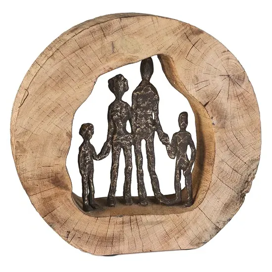 Family Aluminium Sculpture - Graphite, Natural Wood image