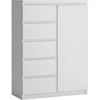 Fank 1 Door 5 Drawer Sideboard - Alpine White, Laminated Chipboard alternate view