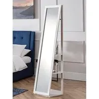 Fanning Cheval Mirror with Storage - White