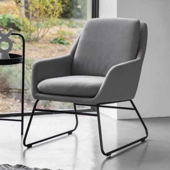 Fanton Fabric Bedroom Chair with Metal Frame - Grey image