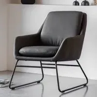 Fanton Leather Bedroom Chair with Metal Frame - Brown