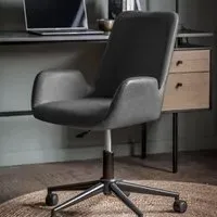 Farada Swivel Office Chair - Charcoal, Faux Leather
