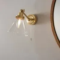 Faraday Bathroom Wall Light with Adjustable Head - Satin Brass, Glass