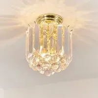 Fargo 2 Light Flush Ceiling Light with Crystal Droplets - Brass