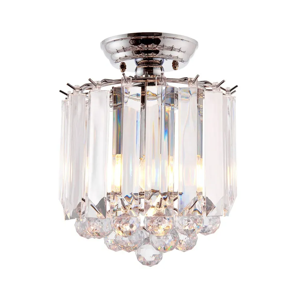 Fargo 2 Light Flush Ceiling Light with Crystal Droplets - Chrome