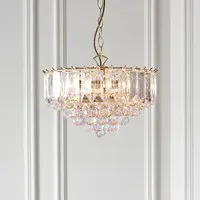 Fargo 3 Light Large Pendant Light with Crystal Droplets - Brass