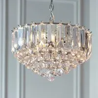 Fargo 3 Light Large Pendant Light with Crystal Droplets - Chrome
